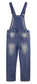 Boy Girl Overalls Irregular Pockets Slim Denim Jumpsuit