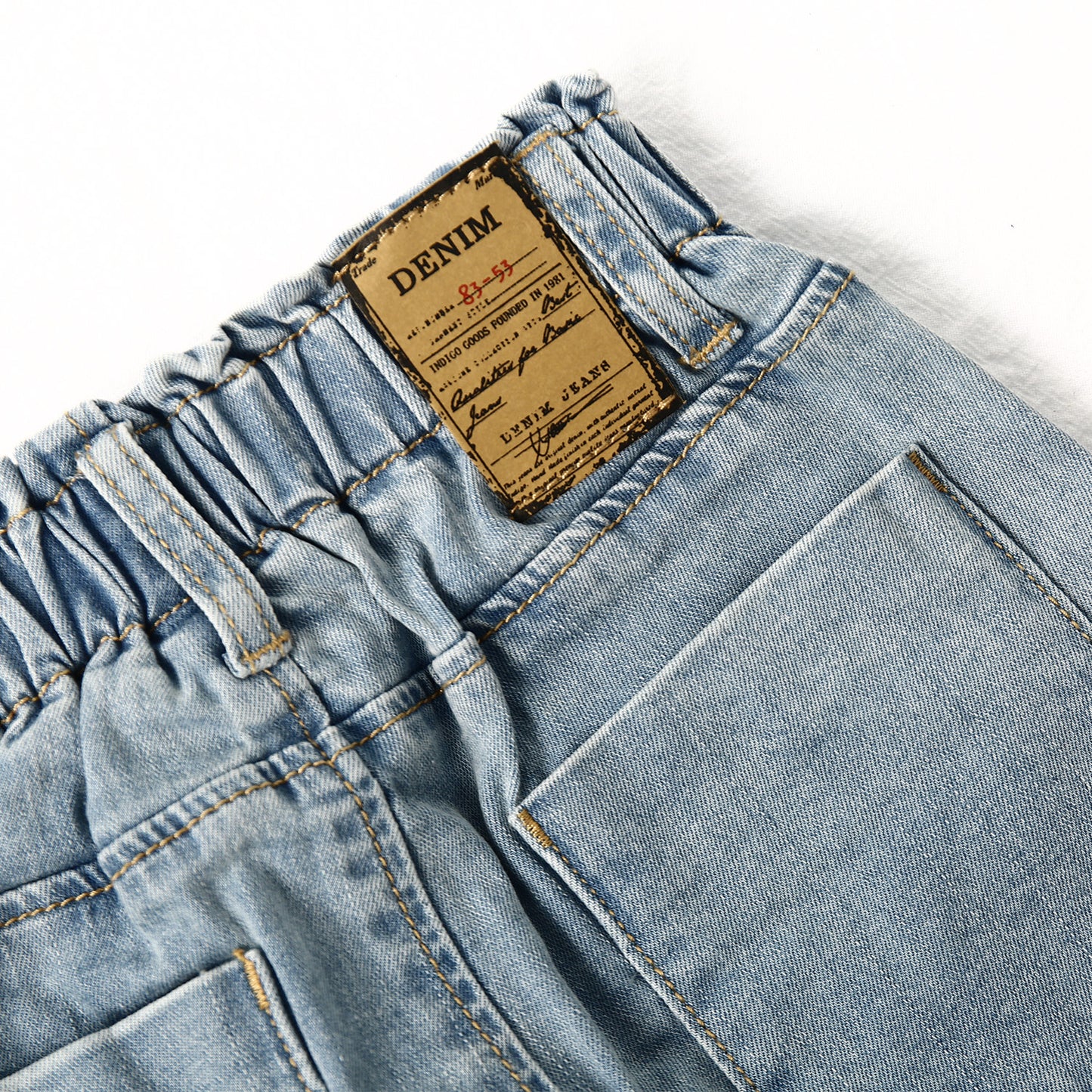 Ripped Denim Elastic Band Jeans