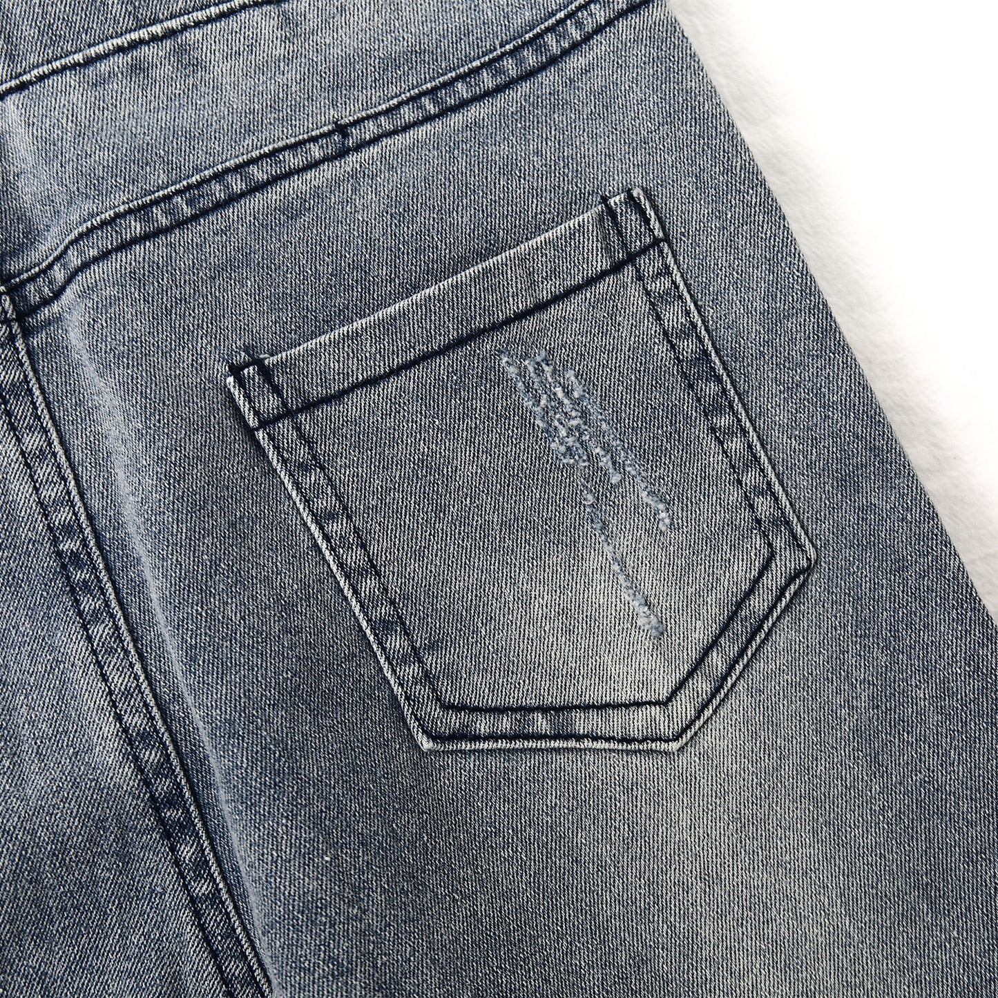 Girl Jeans,Elastic Elastic Waist Patchwok Raw Edge Denim Pants
