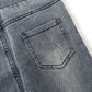 Girl Jeans,Elastic Elastic Waist Patchwok Raw Edge Denim Pants