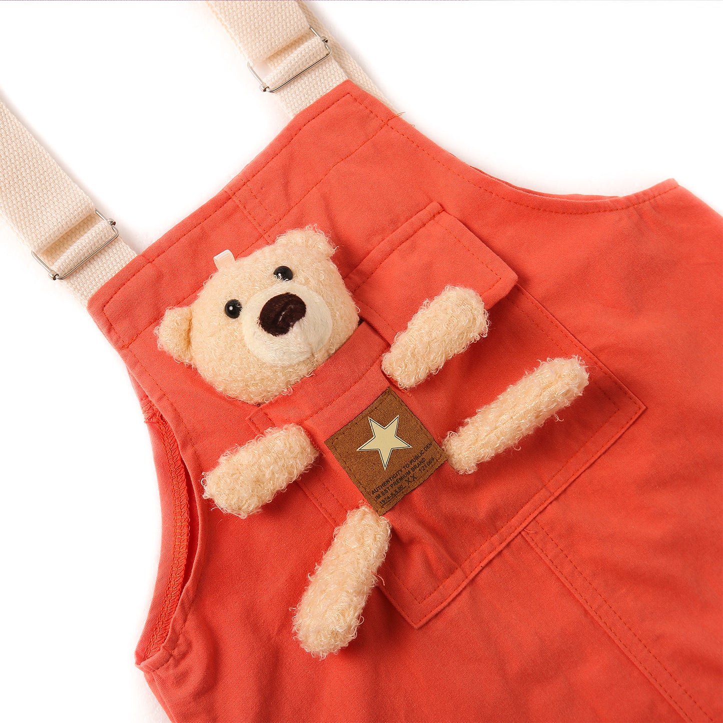 Girls Denim Overalls Dress,Cute Bear Simple Design Summer Colored Jumpsuit Dress