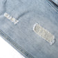 Girl Jeans,Elastic Elastic Waist Patchwok Raw Edge Denim Pants