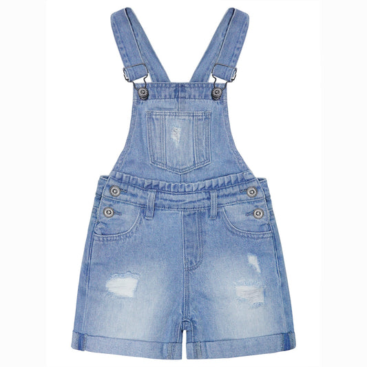 KIDSCOOL SPACE Girls Shorts,Little Big Girls Stretchy Denim Ripped Summer Shortalls