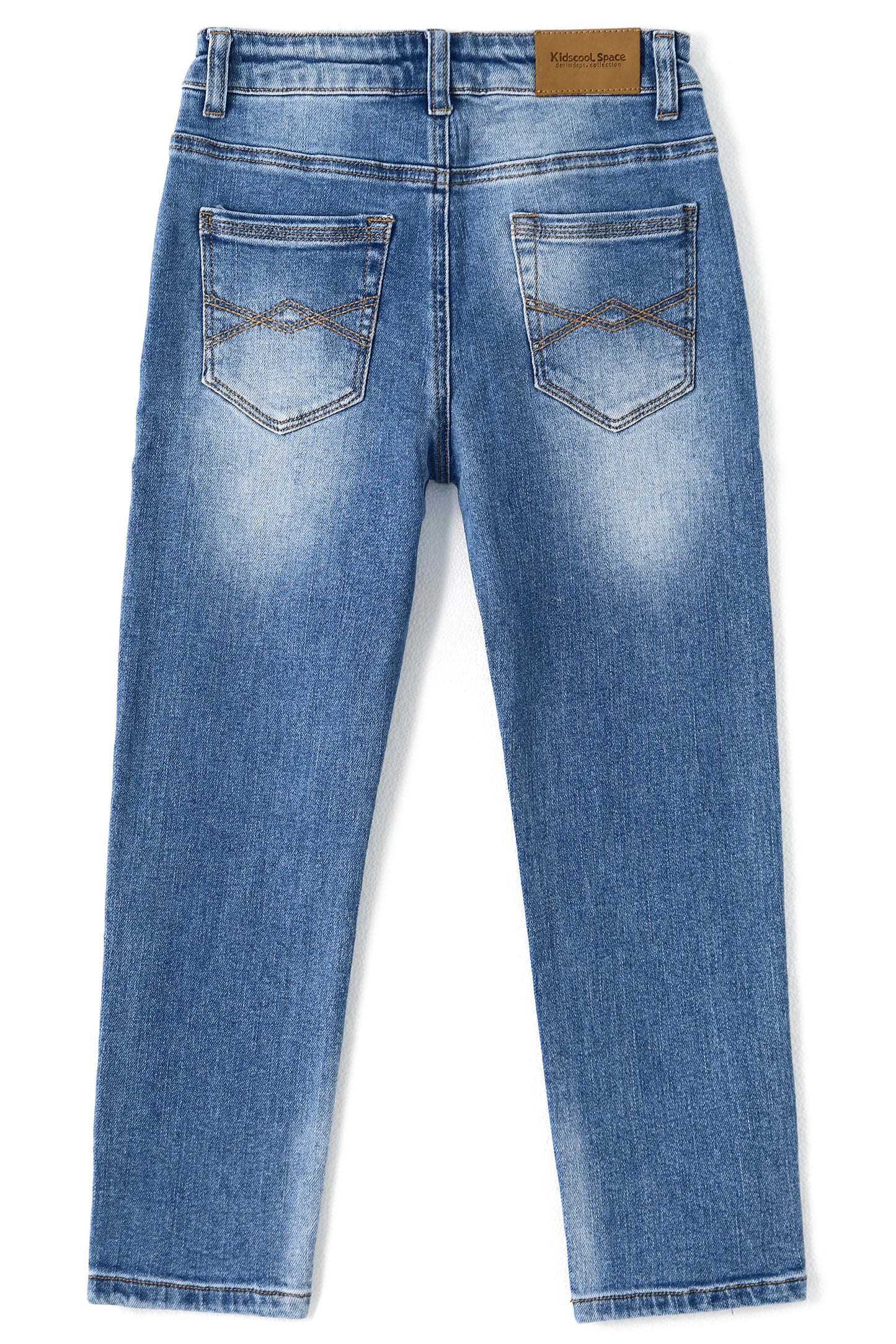 Girl Little Kid Straight Slim Fit Elastic Band Inside  Denim Jeans