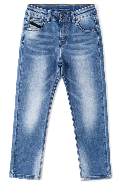 Girl Little Kid Straight Slim Fit Elastic Band Inside  Denim Jeans