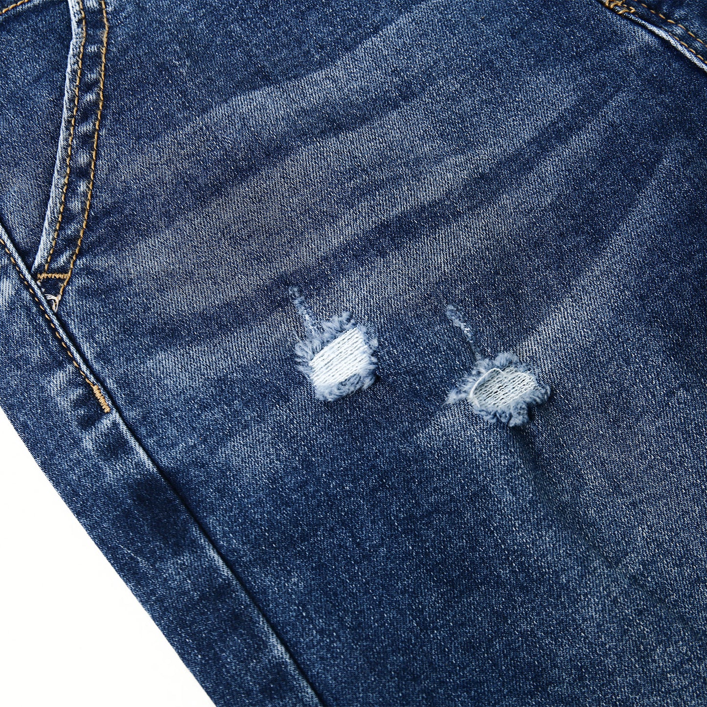 Boy Little Kid Ripped Elastic Band Inside Slim Fit Denim Jeans Pants