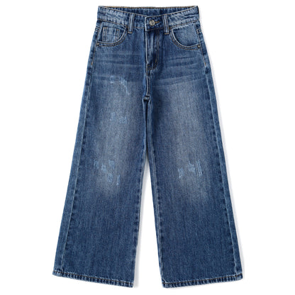 Girl Kid Wide Leg Slim Fit Fashion Denim Jeans Pants