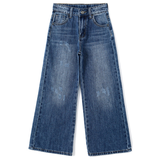 Girl Kid Wide Leg Slim Fit Fashion Denim Jeans Pants