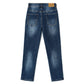 Ripped Elastic Band Inside Slim Fit Denim Jeans Pants