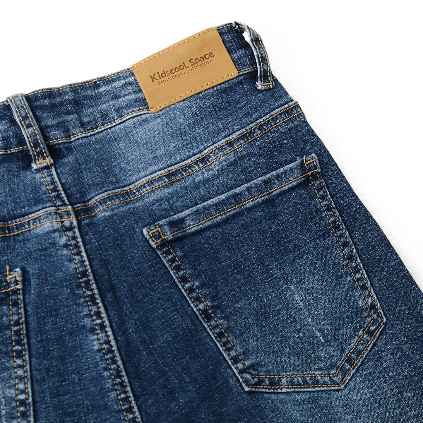 Ripped Elastic Band Inside Slim Fit Denim Jeans Pants