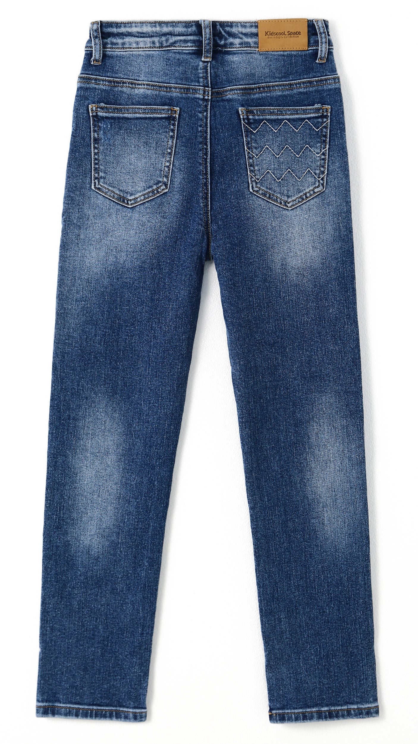 Girl Little Kid Ripped Elastic Band Inside Straight Slim Fit Denim Jeans Pants