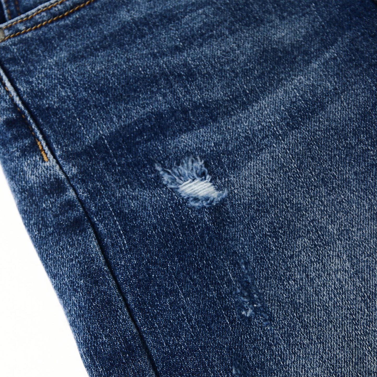 Girl Little Kid Ripped Elastic Band Inside Straight Slim Fit Denim Jeans Pants