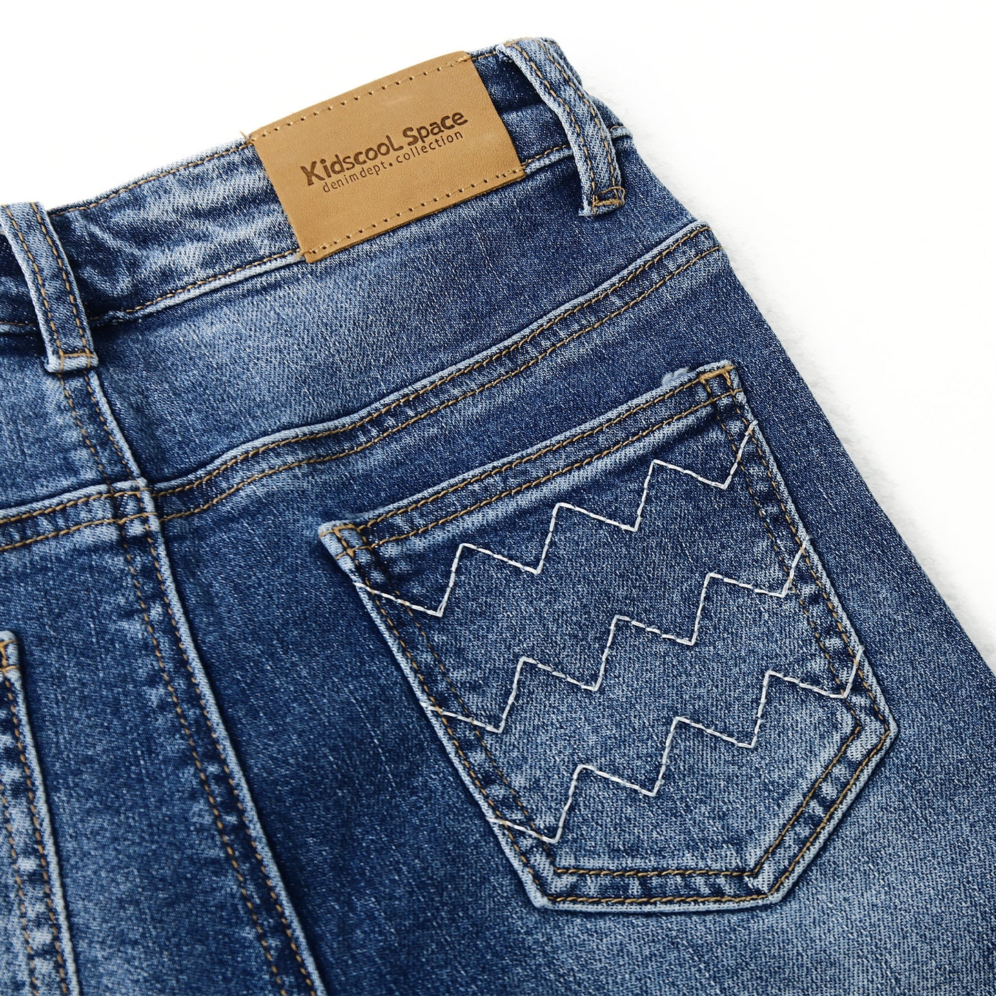 Girl Little Kid Ripped Elastic Band Inside Straight Slim Fit Denim Jeans Pants