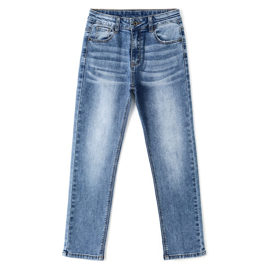 Girl Slim Jeans, 5-14T Straight Fit Simple Desgin Denim Pants