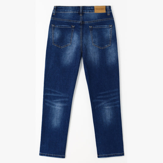 Boy Jeans Little Kid Elastic Band Inside Straight Fit Denim Jeans Pants