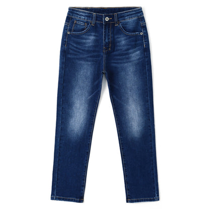 Boy Jeans Little Kid Elastic Band Inside Straight Fit Denim Jeans Pants