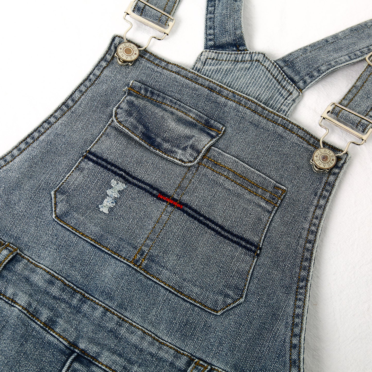 Little Boys Slim Fit Jeans Ripped Bib Pocket Fashion Denim Overalls