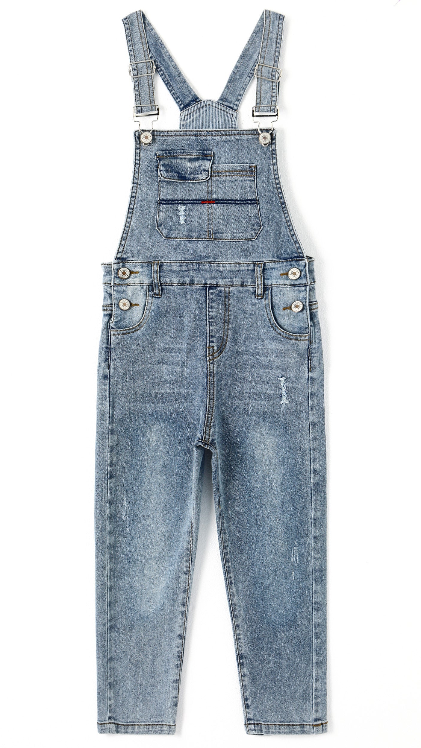 Little Boys Slim Fit Jeans Ripped Bib Pocket Fashion Denim Overalls