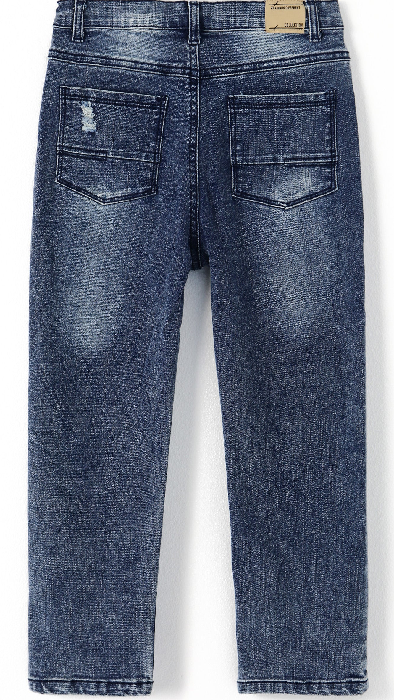 Baby Little Boy Slim Fit Jeans Little Kid Ripped Elastic Band Inside Denim Pants