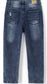 Baby Little Boy Slim Fit Jeans Little Kid Ripped Elastic Band Inside Denim Pants