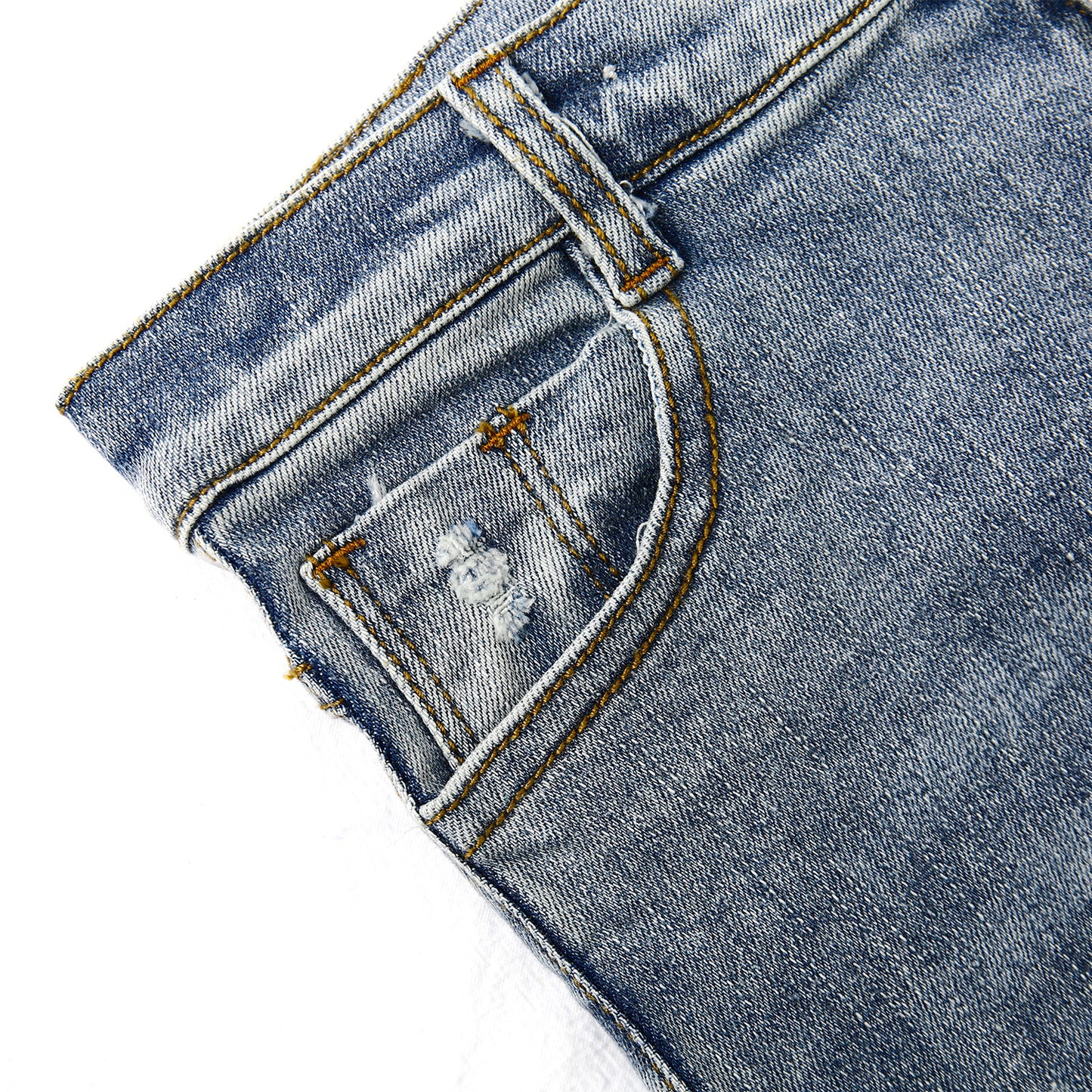 Baby Little Boy Slim Fit Jeans Little Kid Ripped Elastic Band Inside Denim Pants