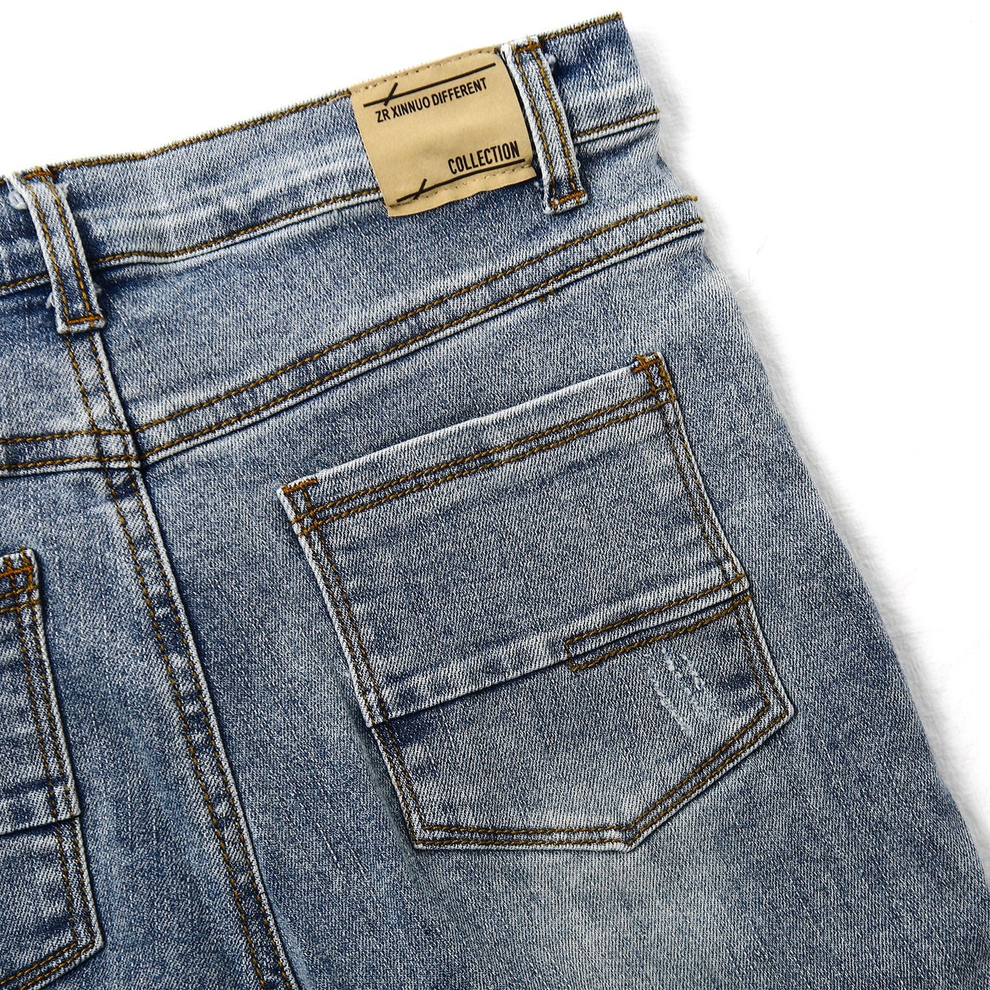 Baby Little Boy Slim Fit Jeans Little Kid Ripped Elastic Band Inside Denim Pants
