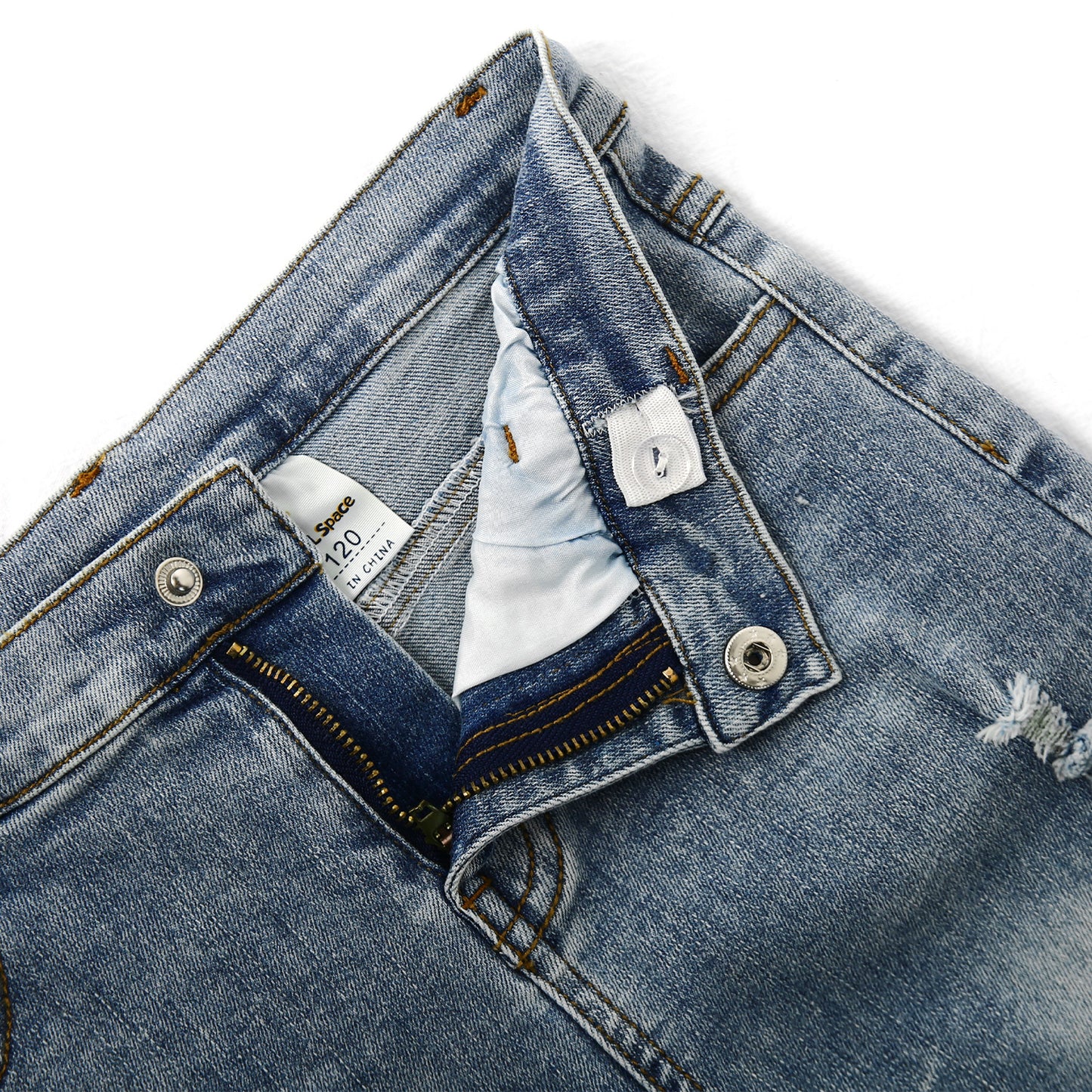 Baby Little Boy Slim Fit Jeans Little Kid Ripped Elastic Band Inside Denim Pants
