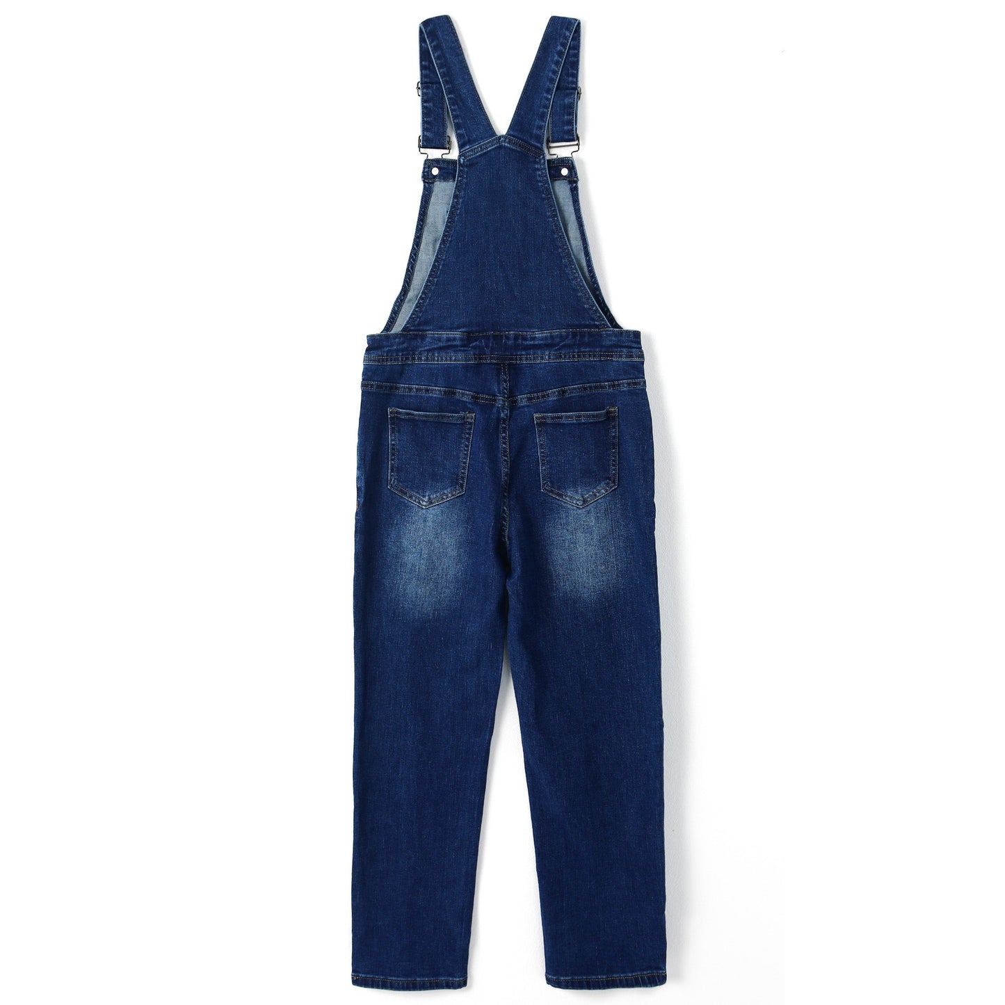 Boys Denim Overalls Ripped Holes Elastic Band Inside Jeans Workwear