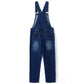 Boys Denim Overalls Ripped Holes Elastic Band Inside Jeans Workwear