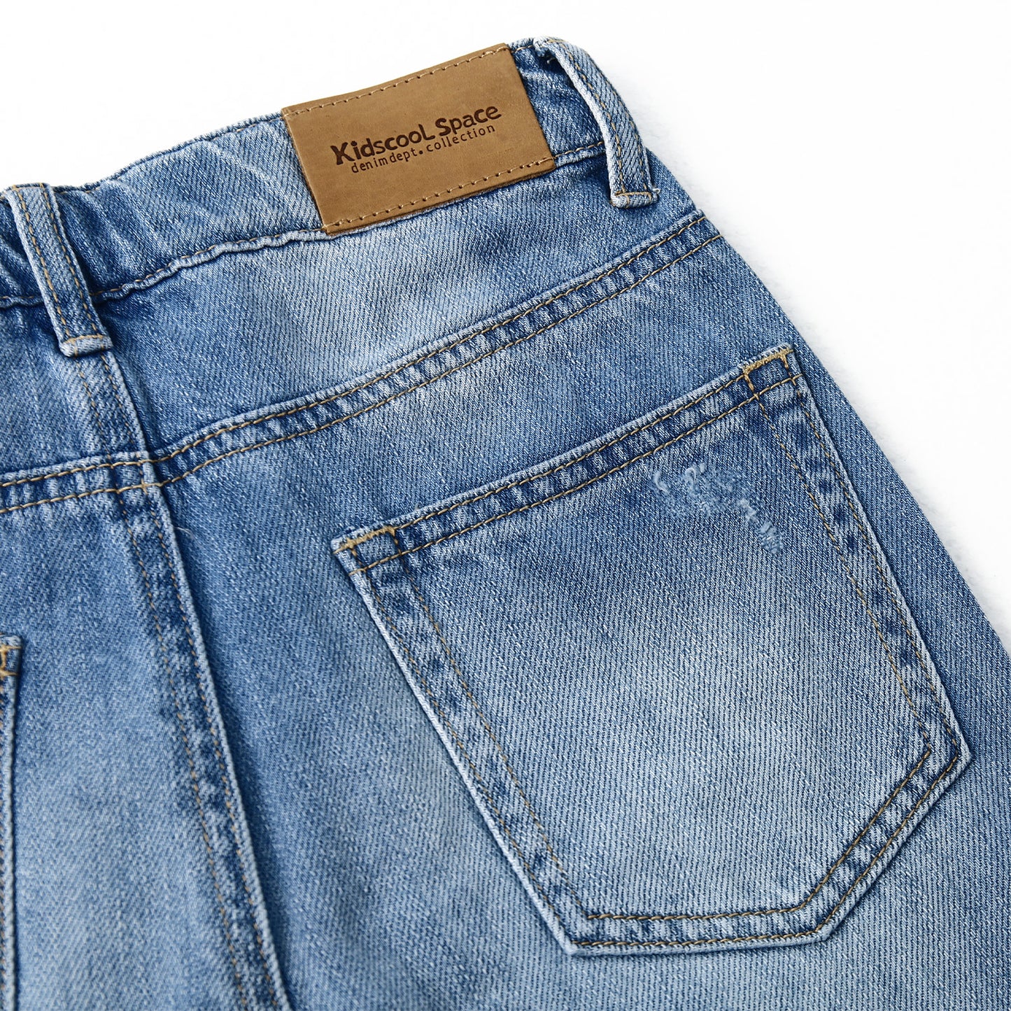 Girls Jeans,Kids Elastic Band Inside Ripped Denim Pants
