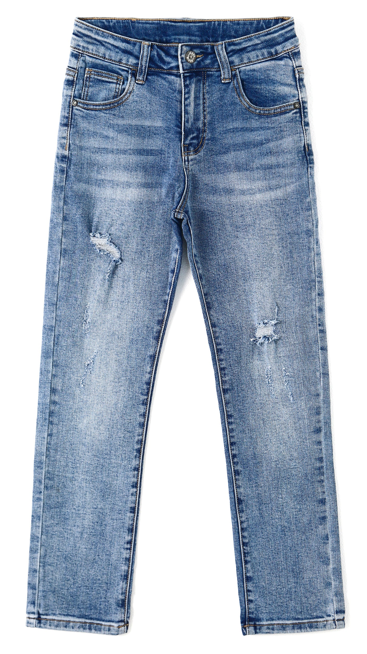 Boy Jeans Kids Elastic Band Inside Ripped Slim Fit Denim Pants