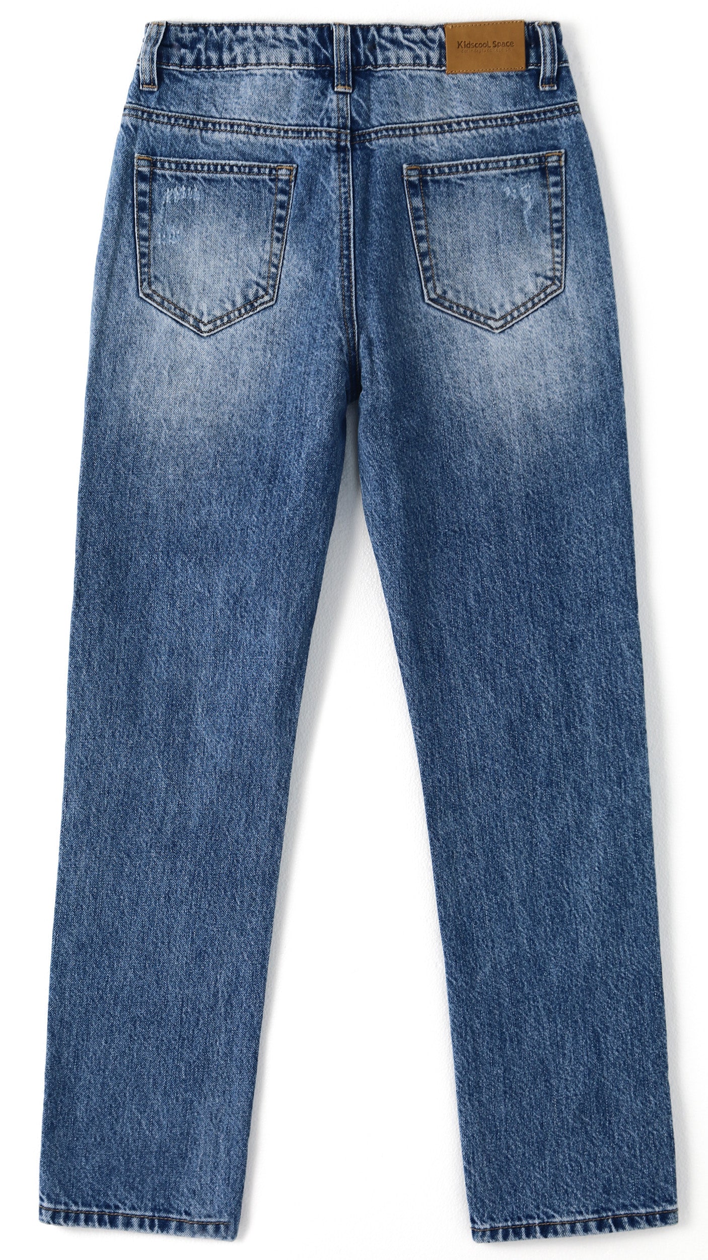 6-14T Girls Jeans,Elastic Band Inside Ripped Holes Denim Pants