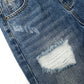 6-14T Girls Jeans,Elastic Band Inside Ripped Holes Denim Pants