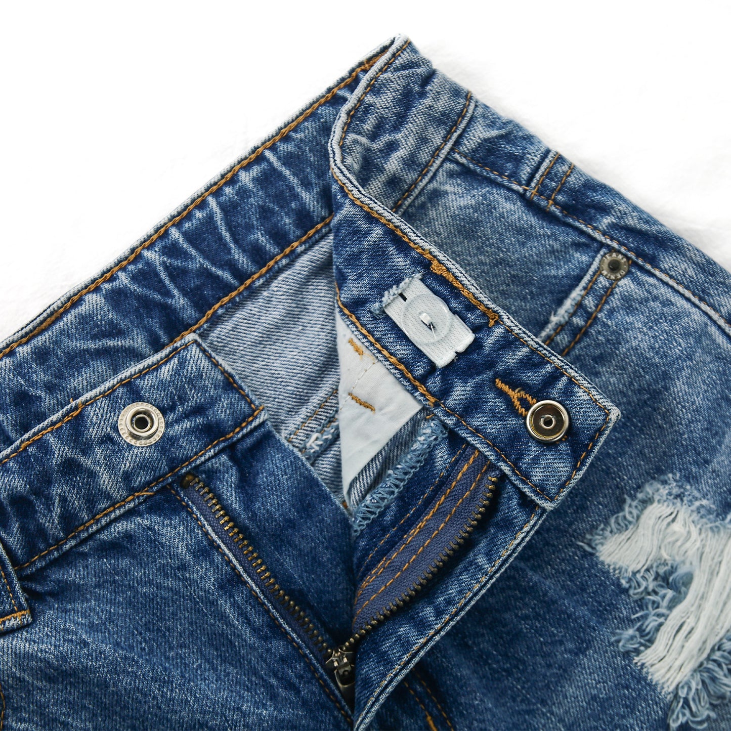 6-14T Girls Jeans,Elastic Band Inside Ripped Holes Denim Pants