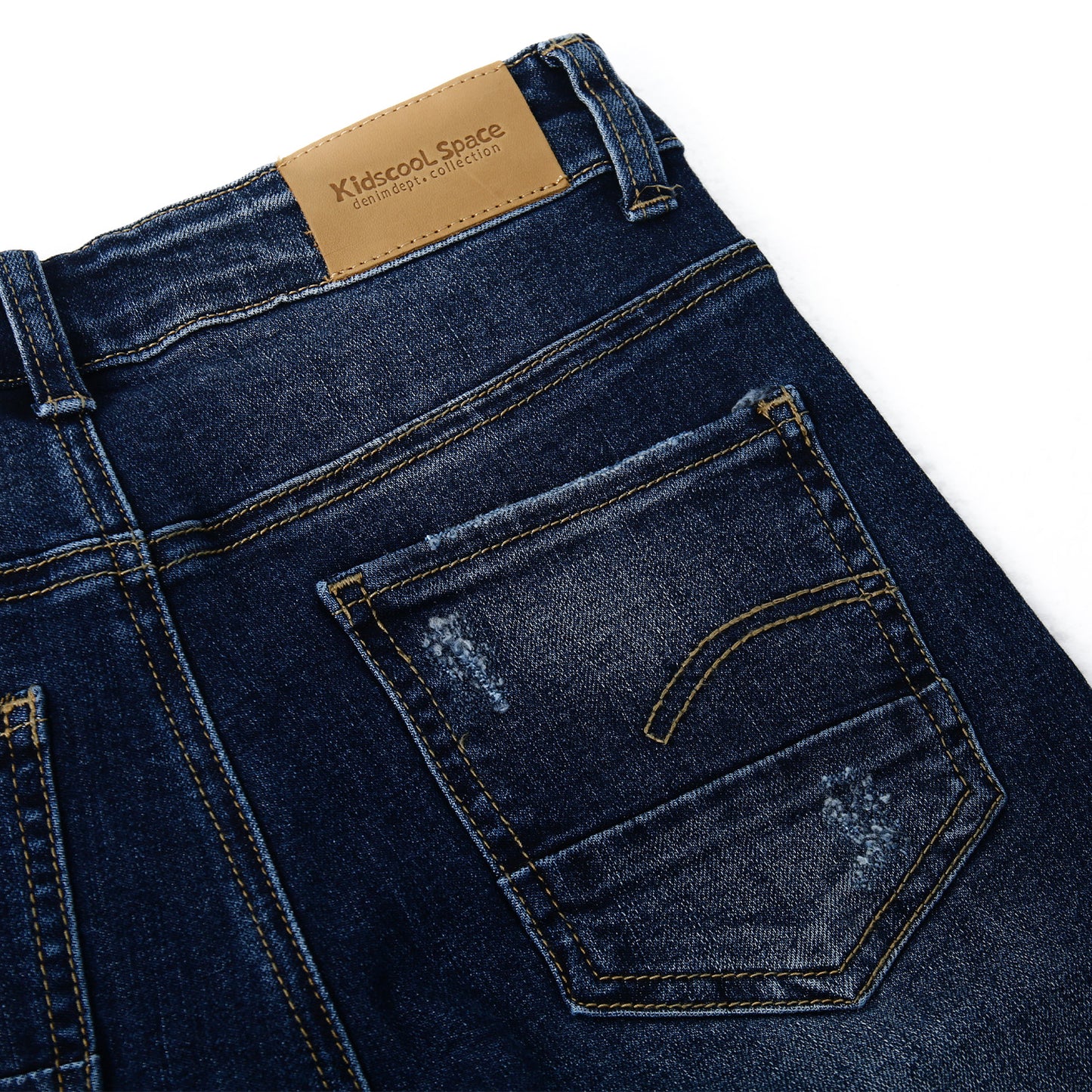 Boy Jeans Little Kid Elastic Band Inside Ripped Slim Fit Denim Pants