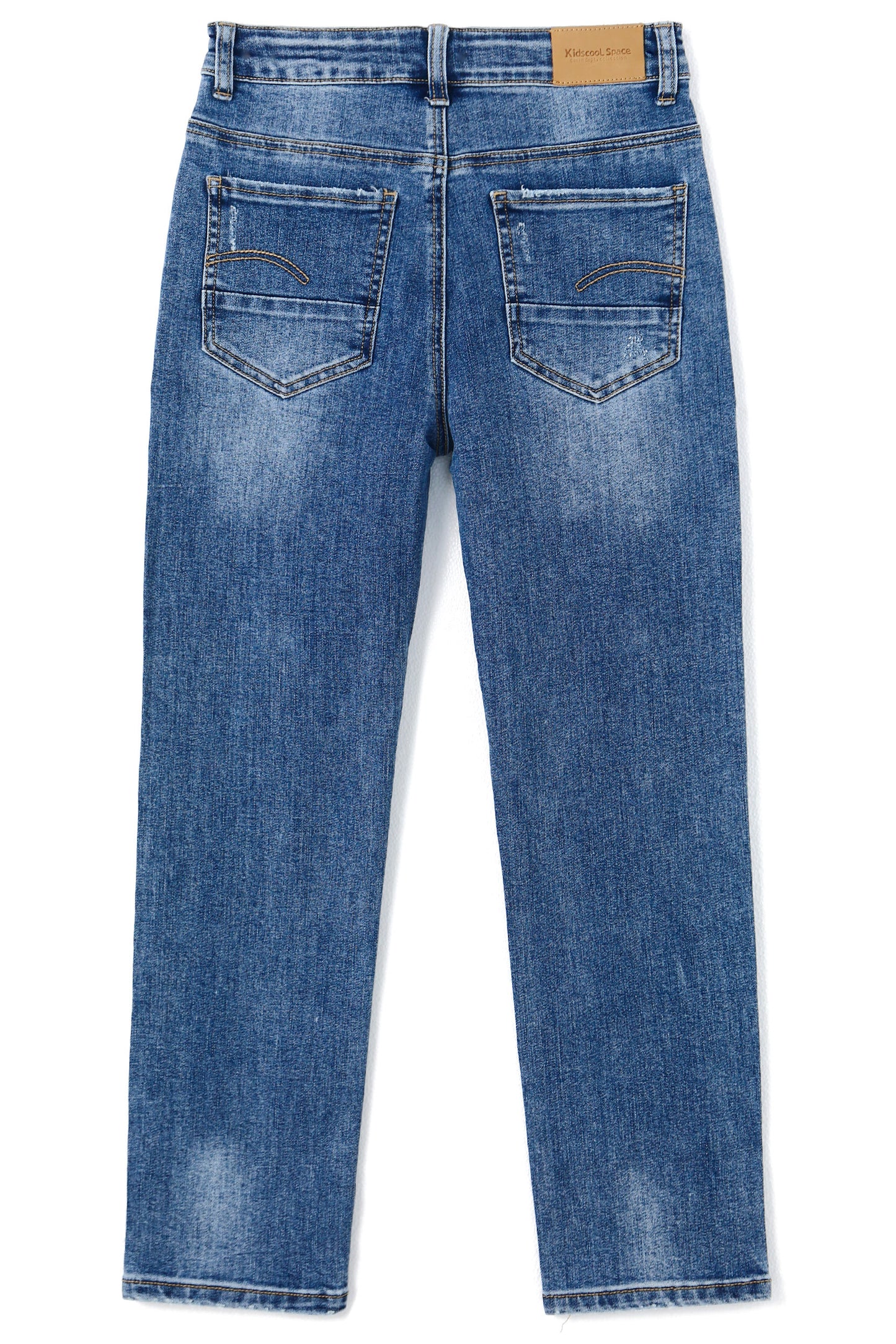 Boy Jeans Little Kid Elastic Band Inside Ripped Slim Fit Denim Pants