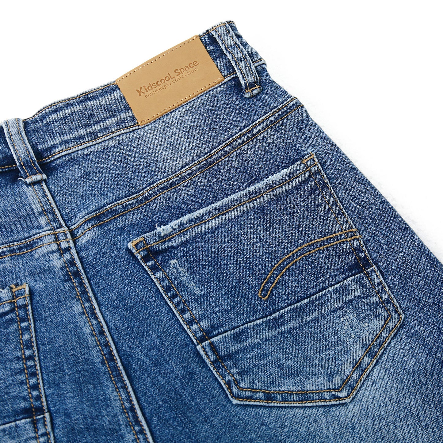 Boy Jeans Little Kid Elastic Band Inside Ripped Slim Fit Denim Pants