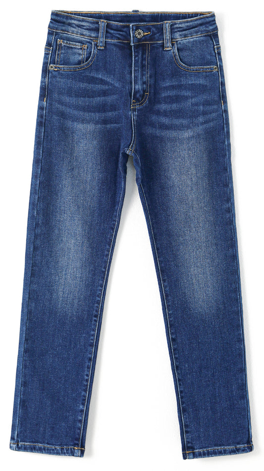 Boys Jeans Little Big Elastic Band Inside Simple Desgin Stretchy Denim Pants
