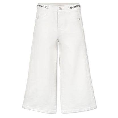 Girls Slim Fit Jeans, 6T-14T Flash Chain Wide Leg Denim Pants Wide Leg Denim Pants