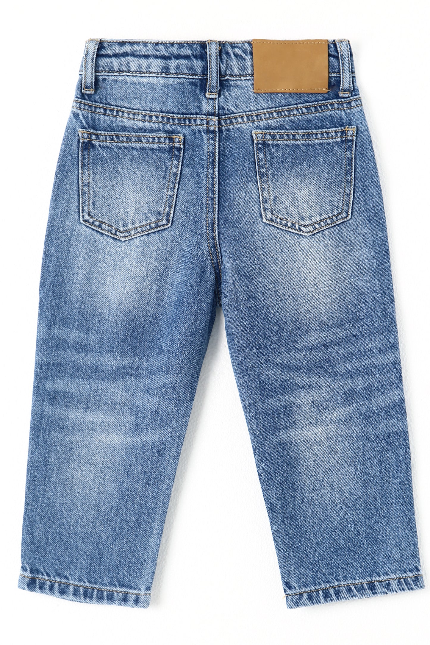 18M-6T Baby Little Boys Jeans, Elastic Band Inside Straight Fit Ripped Denim Pants