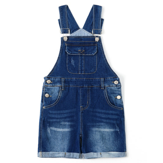 Baby Little Girls Stretchy Denim Shortalls