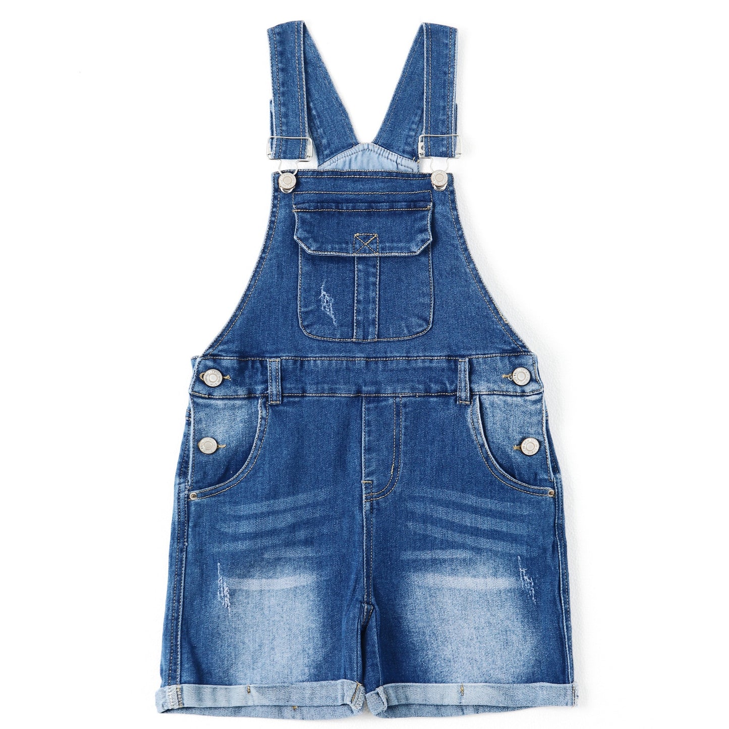 Baby Little Girls Stretchy Denim Shortalls