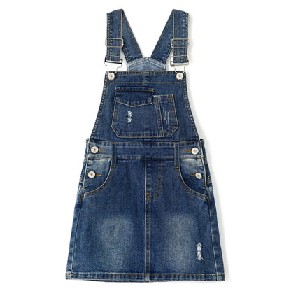Girls Denim Skirts,Baby Little Big Girls Ripped Soft Stretchy Jeans Overall Dress