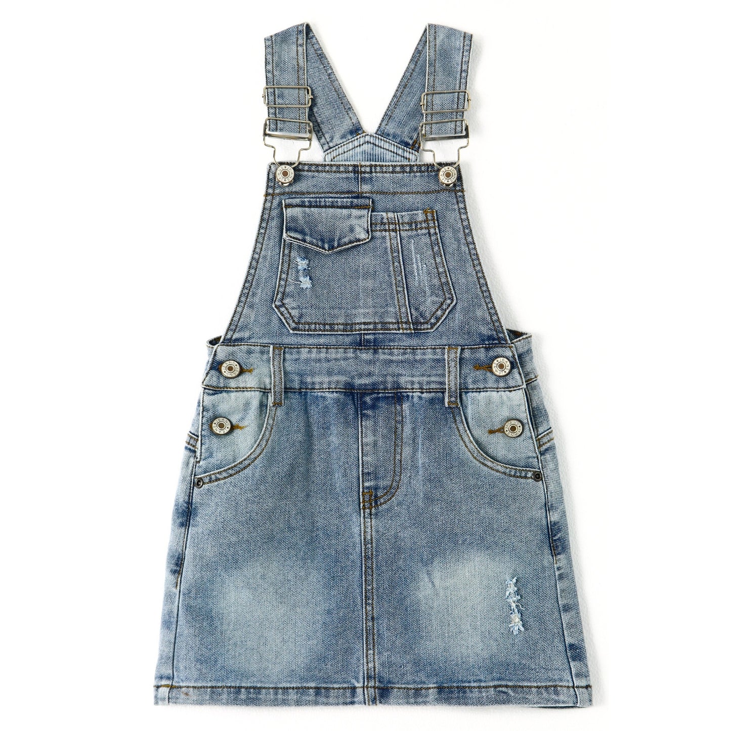 Girls Denim Skirts,Baby Little Big Girls Ripped Soft Stretchy Jeans Overall Dress