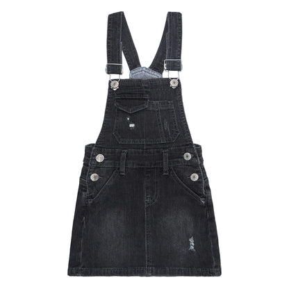 Girls Denim Skirts,Baby Little Big Girls Ripped Soft Stretchy Jeans Overall Dress