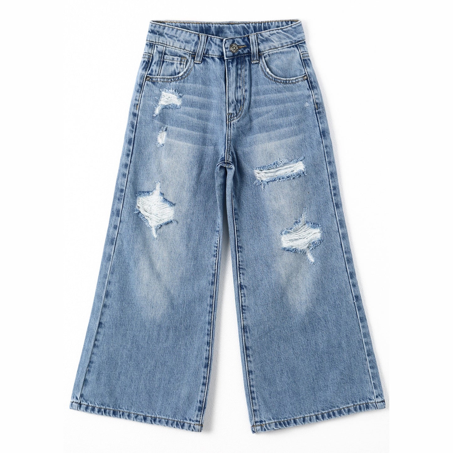 Flare Little Big Girl Ripped Wide Leg Soft Jeans Pants