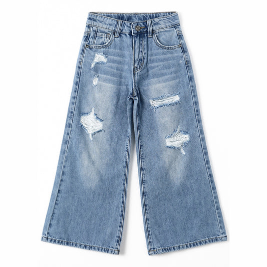 Flare Little Big Girl Ripped Wide Leg Soft Jeans Pants