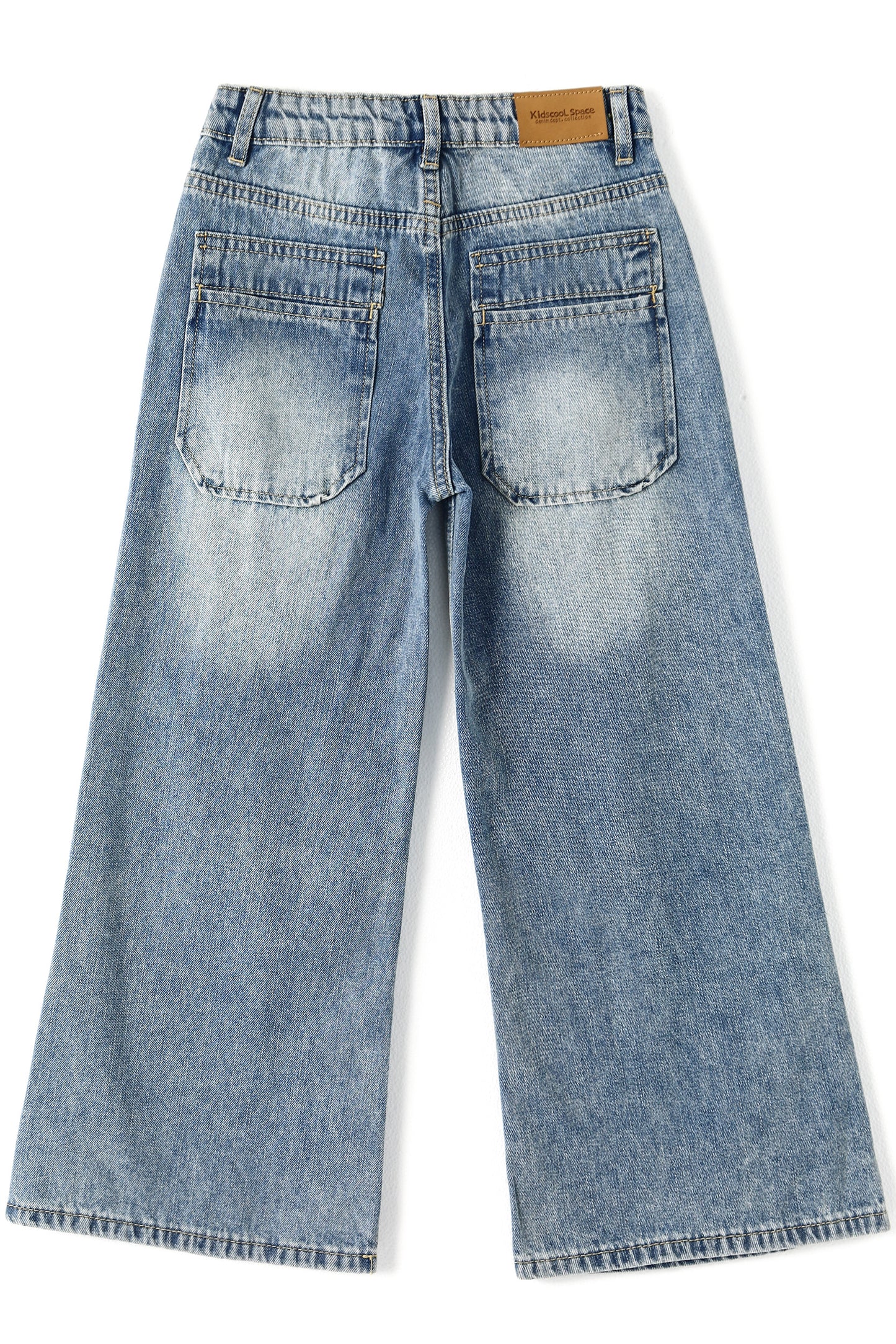 Girls Flare Little Big Distressed Holes Wide Leg Summer Jeans Pants