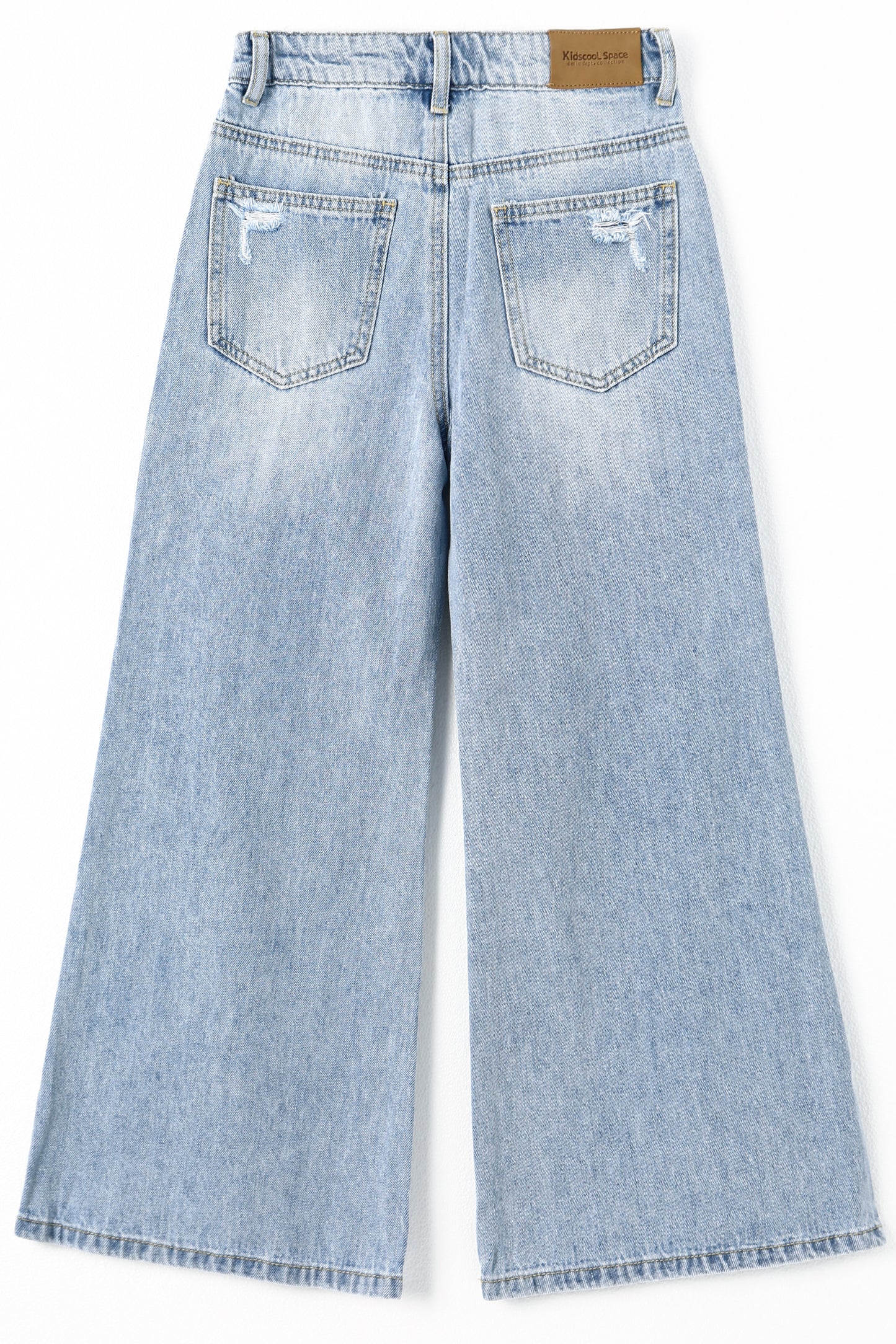 Girls Flare Ripped Wide Leg Soft Jeans
