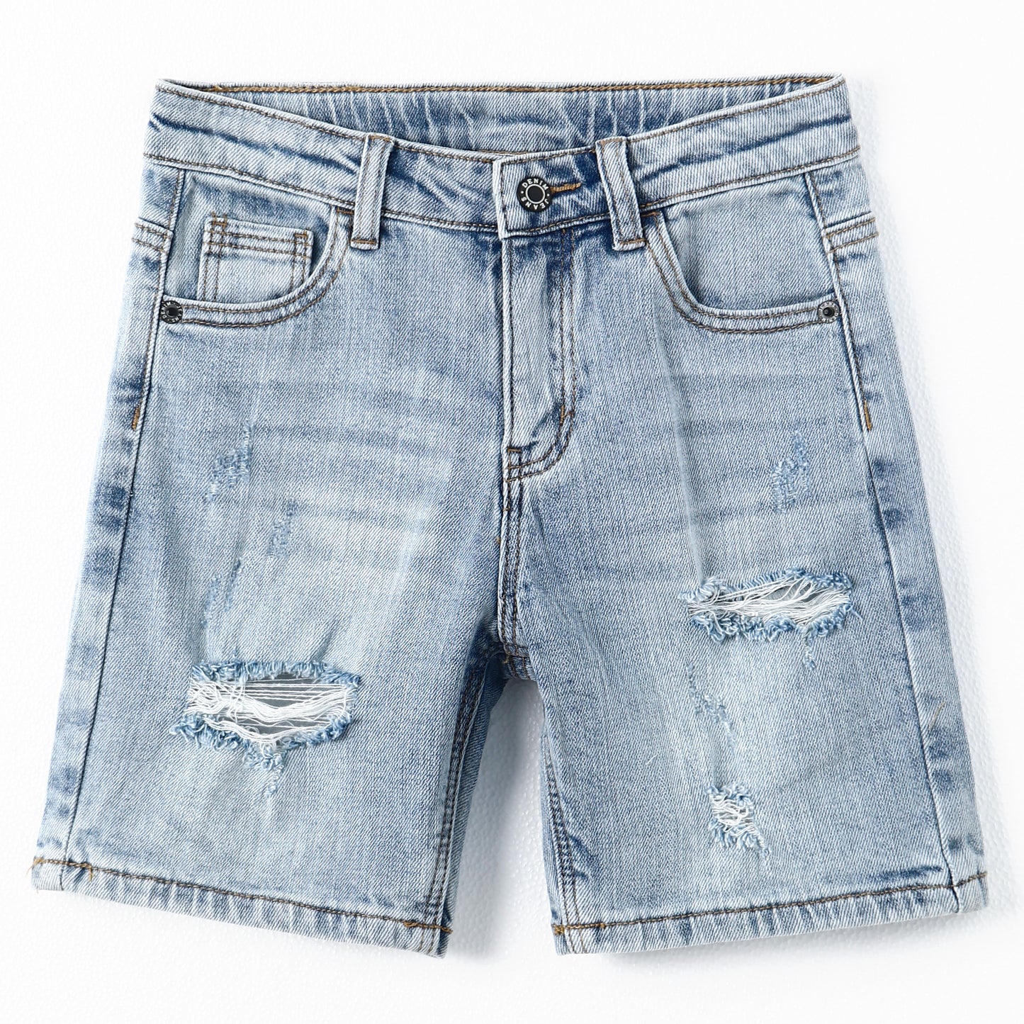 Boys Summer Ripped Soft Elastic Band Half Jean Shorts